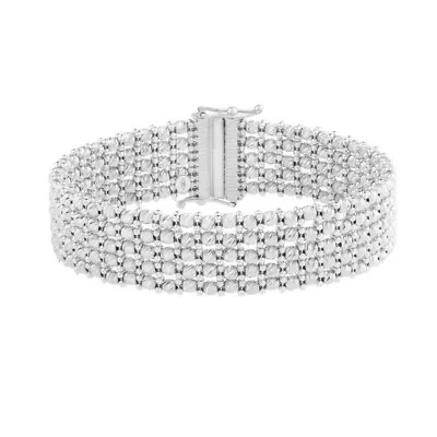 14kt White Gold 7  Diamond Cut/Textured Multi-Strand Beaded Bangle Bracelet 24 G • $3031