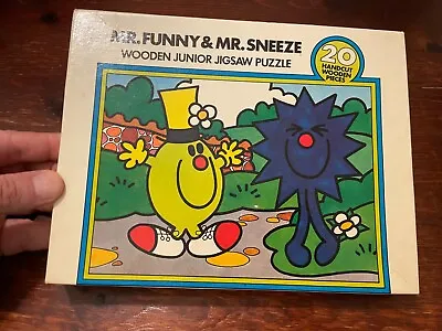 Vintage Mr Men Michael Stanfield Jigsaws Mr Funny & Mr Sneeze 20 Wooden Pieces • £4.99