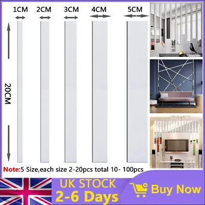 10-100PCS 5 Sizes Long Strip 3D Mirror Acrylic Wall Stickers Self-adhesive Decal • £18.80