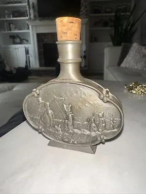 Vintage Pewter Bottle Flask Embossed Engraved Victorian 4  • $14