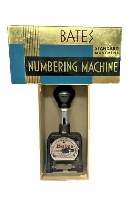 Vintage Bates Numbering Machine 6 Wheels Style E With Original Box • $19.95