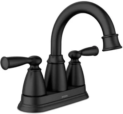 MOEN BANBURY 84943BL MATTE  Black CENTERSET 2-HANDLE HIGH-ARC BATHROOM FAUCET • $49.99