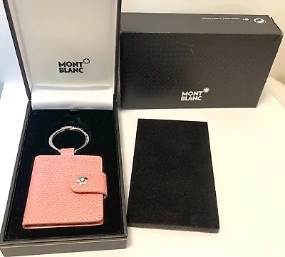 £72.51 • Buy MONTBLANC JEWELLERY - Key Ring In Mat Steel Pink Grain  Leather Photoframe-NEW