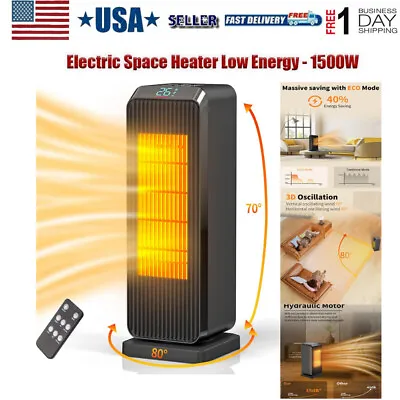 1800W - Portable Electric Heater With Thermostat ECO Remote Control Space Heater • $51.99