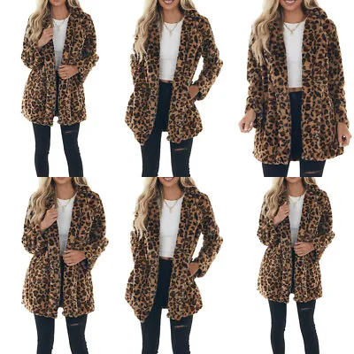 Women's Fluffy Faux Fur Hooded Jacket Coat Fleece Overcoat Winter Casual Outwear • $25.64