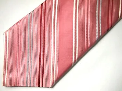 Nicole Miller Mens Necktie Tie Pink Grey White Striped 57  Career • $6.89