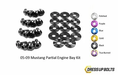 Dress Up Bolts For Mustang GT V6 2005-2009 Titanium Partial Engine Bay Kit Black • $153.99