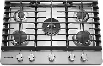 KitchenAid KCGS550ESS 30 Inch Gas Cooktop With 5 Sealed Burners: Stainless Steel • $299