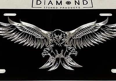 Engraved US American 3D Fierce Eagle Diamond Etched Car Tag Metal License Plate • $20.95