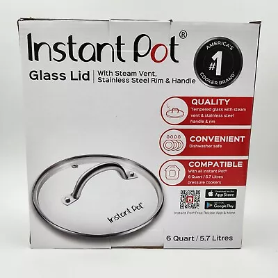 Instant Pot Lid 6 Qt 5.7L Compatible 9.1 In Dia Tempered Glass Steel Handle Rim • $14