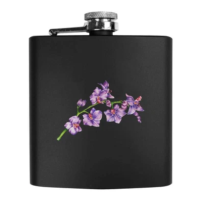 6oz (170ml) 'Purple Orchid Branch' Pocket Hip Flask (HP00016235) • £14.99