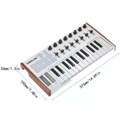 Mini 25-Key USB MIDI Controller Keyboard: 8 RGB Pads & 8 Assignable Knobs | Comp • $51.01