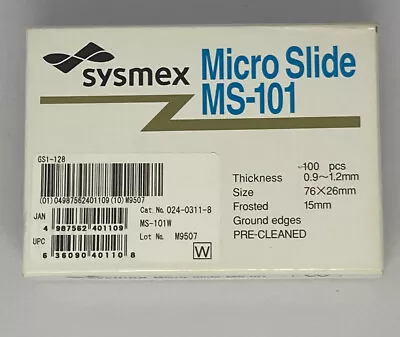 Sysmex MS-101 Micro Slide 76x26mm Frosted 15mm 100 Pcs **FREE SHIPPING** • $10