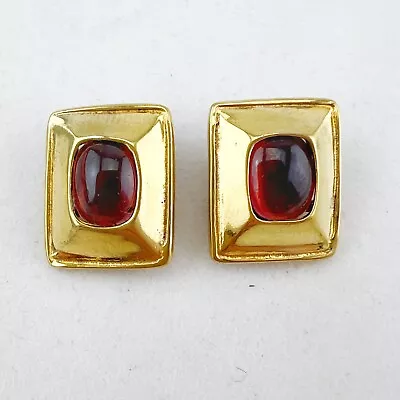 1992 MMA Cleo Sterling Silver Vermeil Garnet Clip On Earrings • $39