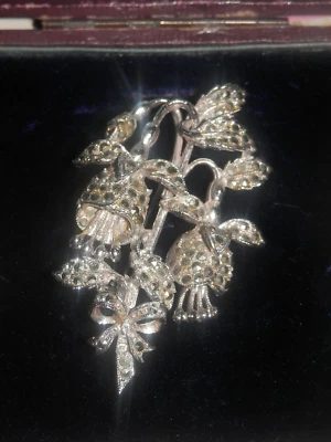 £5.99 • Buy Vintage Exquisite Silver Tone Marcasite Fuschia Brooch Stamped