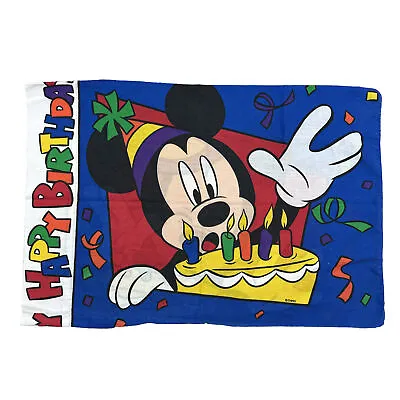 Vintage 90’s Mickey Mouse Pillowcase Happy Birthday Party Cake Fun Colorful • $14.99