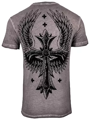 Archaic By Affliction Men's T-Shirt Uprising Strike Wings Cross Biker • $24.95