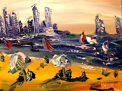 Abstract Beach Original Paintings On Canvas  Canadian  Artist Kazav Yerthr6 • $99