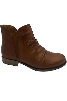 Miz Mooz Leather Wide Width Ankle Boots Limit Brandy • $74.99