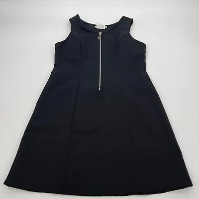 My Michelle Juniors Dress 16 Vintage Made In USA Black Bodycon Zip Front Sheath • $6.99