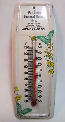 VAN HORN FUNERAL HOME LAMBERTVILLE NEW JERSEY Vtg Advertising Thermometer Sign • $125