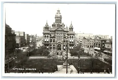1914 City Hall Building Clock Tower Winnipeg Manitou Canada RPPC Photo Postcard • $14.98