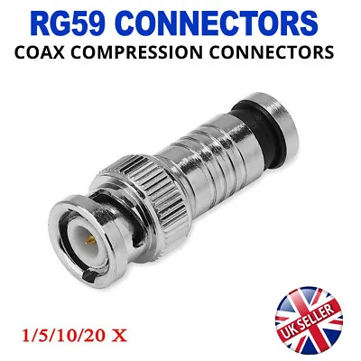 £1.80 • Buy CCTV RG59 Compression Connector BNC Coax Cable Crimp Male Plug For CCTV Cameras