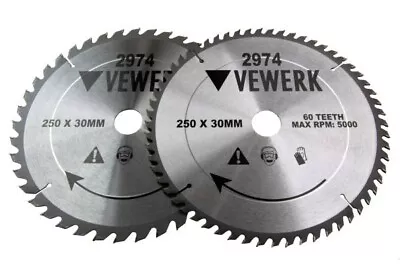 2 X Circular Wood Saw Blades 250mm X 30mm Fits Festool Makita Clean Cuts • £15.30