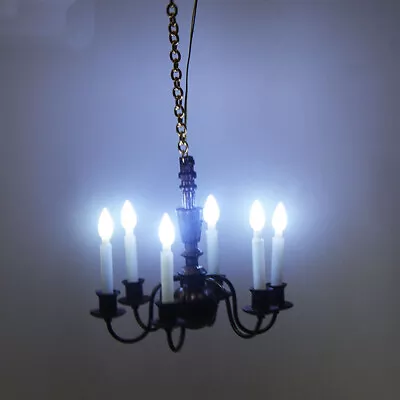 Dollhouse Miniature 1/12 Scale Lamp Chandelier Victoria Accessorie W/Battery Box • $14.43