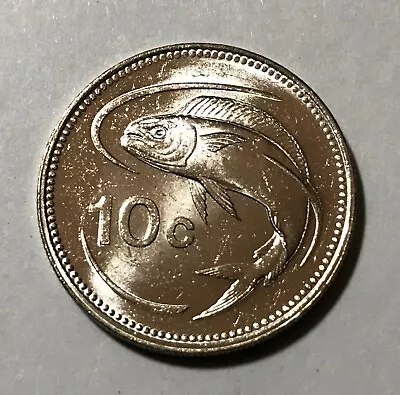 1991 Malta 10 Cents Lampuki Fish Mahi-mahi Animal Wildlife Coin • $5.18
