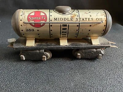 VTG Marx Santa Fe Middle States Oil 553 Metal O Gauge Train Car • $17.94