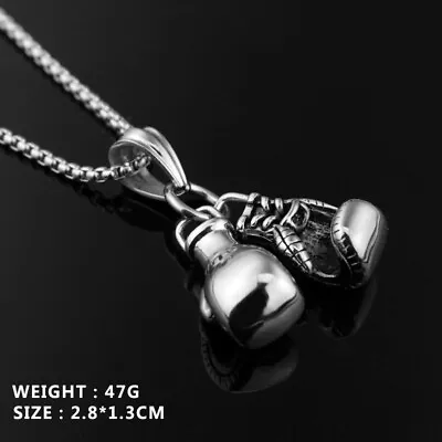 £5.95 • Buy Gold Silver Double Boxing Gloves Gym Necklace Mens Ladies Fitness Jewellery T94