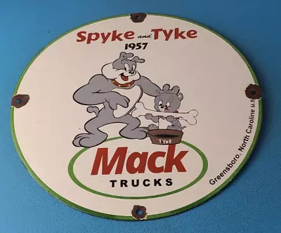 Vintage Mack Trucks Sign - Diesel Auto Gas Pump Porcelain Bulldog Sign • $142.47