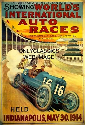 1914 Indy 500 Motor Speedway 12x18 Poster Vintage Auto Racing Old Lithograph Art • $18.66