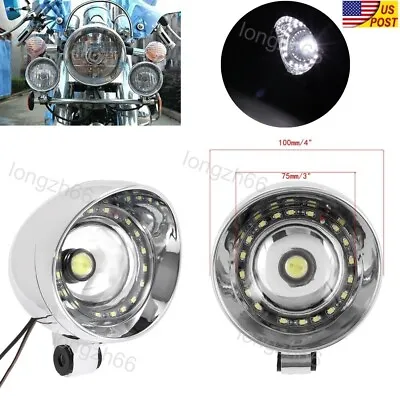 $22.90 • Buy 1PC Chrome Front LED Headlight Spot Fog Light For Yamaha V-Star XVS 650 950 1100