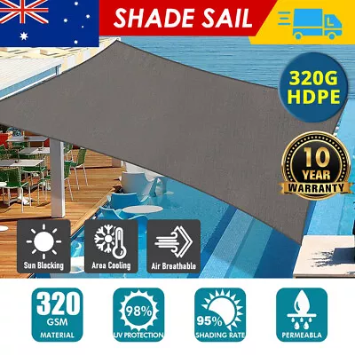 Sun Shade Sail 320 GSM Shade Cloth 98% UV Block Rectangle Triangle Square AU • $23.99
