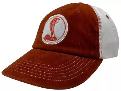 Ford Cobra Shelby Mustang Men's Corduroy Adjustable Hat Cap In Orange/Off White • $17.99