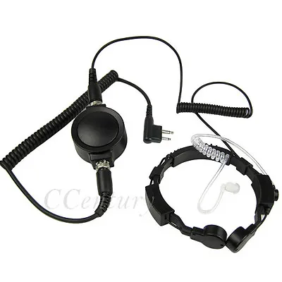 2 Pin FBI Tactical Throat Mic Headset Big PTT For Motorola Radios Walkie Talkie • $25.47