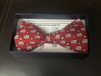 NWT Vineyard Vines Flags & Stars Red Bow Tie Adjustable One Size Silk O8 • $25.02