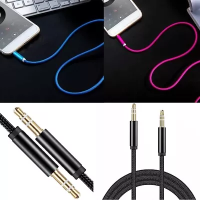 2x 3.5mm Braided Male To Male Stereo Audio AUX Cable Cord For PC IPod CAR IPhone • $3.23