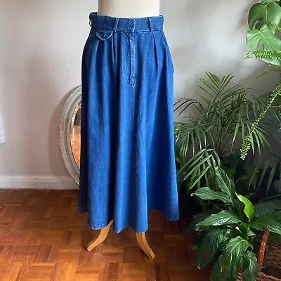 Ralph Lauren Country 1971 Denim Full Maxi Skirt Vintage 12 29  Waist Cottagecore • £55