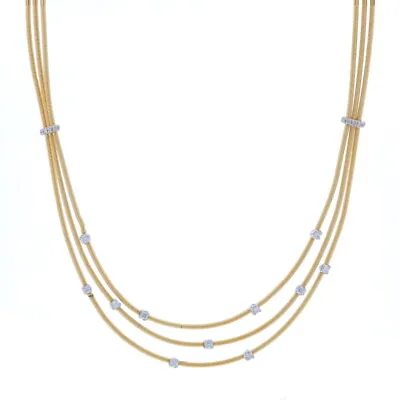 Marco Bicego Santorini Multi-Strand Diamond Necklace 16  Yellow Gold 18k .50ctw • $3999.99