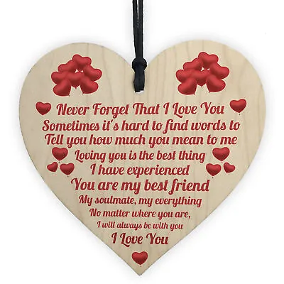 Valentines Day Gifts For Her Him I Love You Husband Wife Boyfriend Wood Heart • £3.99