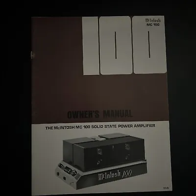 Vintage Original McIntosh MC100 Manual NEW • $50