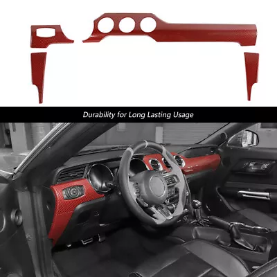 Red Carbon Fiber Center Console Dash Panel Trim Cover Kit For Ford Mustang 2015+ • $79.99