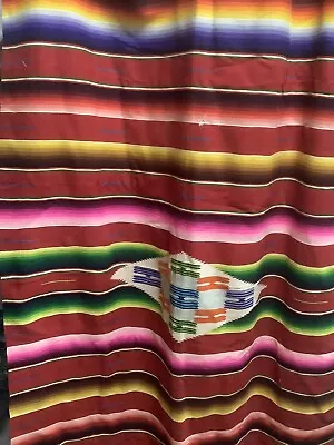 Colorful Vintage Southwest Fine Weave Wool 1940s Saltillo Serape Mexican Blanket • $85