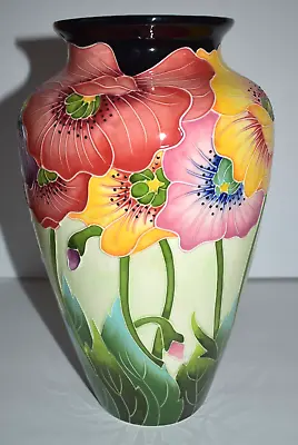 J. McCall Icing On The Cake Poppy Flower Floral Vase Blue Sky Clayworks 12  • $45