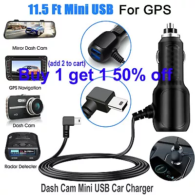 Dash Cam Car Charger Power Cord Supply Mini USB Cable 11.5ft For DVR Camera GPS • $8.99