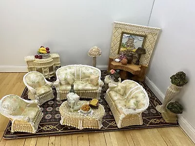 Dollhouse Furniture “Haywood Lounge” 12piece Set Vtg Popular Imports Polystone • $39.99