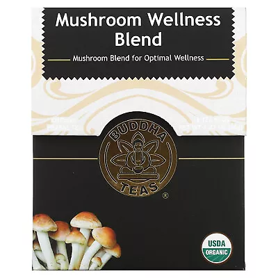 Organic Herbal Tea Mushroom Wellness Blend Caffeine Free 18 Tea Bags 1.14 Oz • $13.78